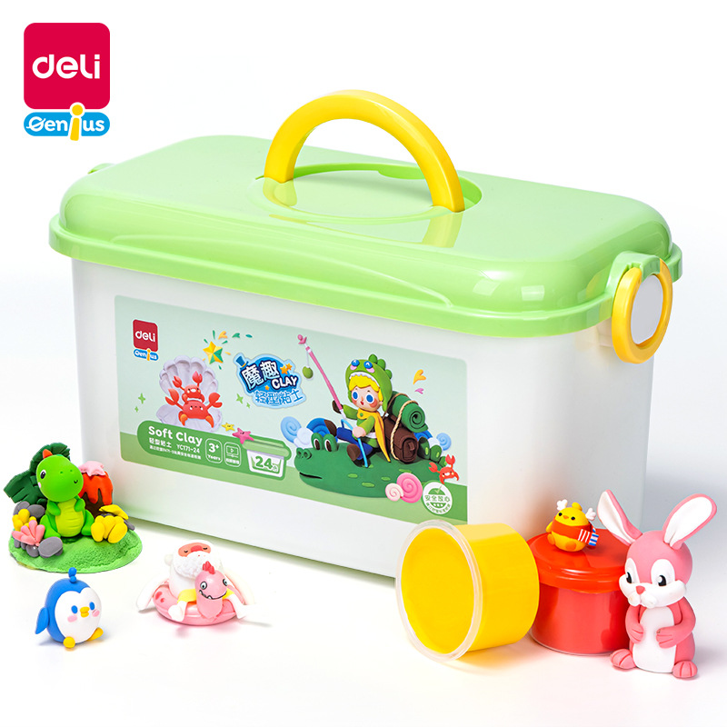Deli Children's Lightweight Clay 50g, colored clay plasticine, Special for primary school students, Kindergarten diy toys, 24-color clay Item Picture