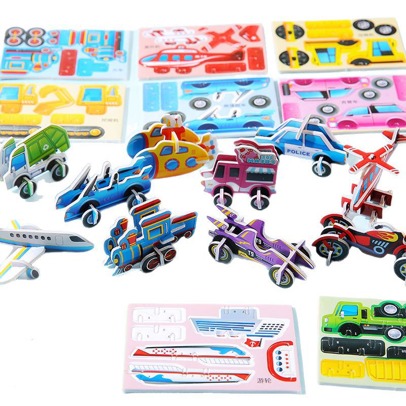 3d transportation vehicles, stereoscopic puzzle toys, fun animals, boys' and girls, children's creative DIY, early education, handicraft assembly Item Picture