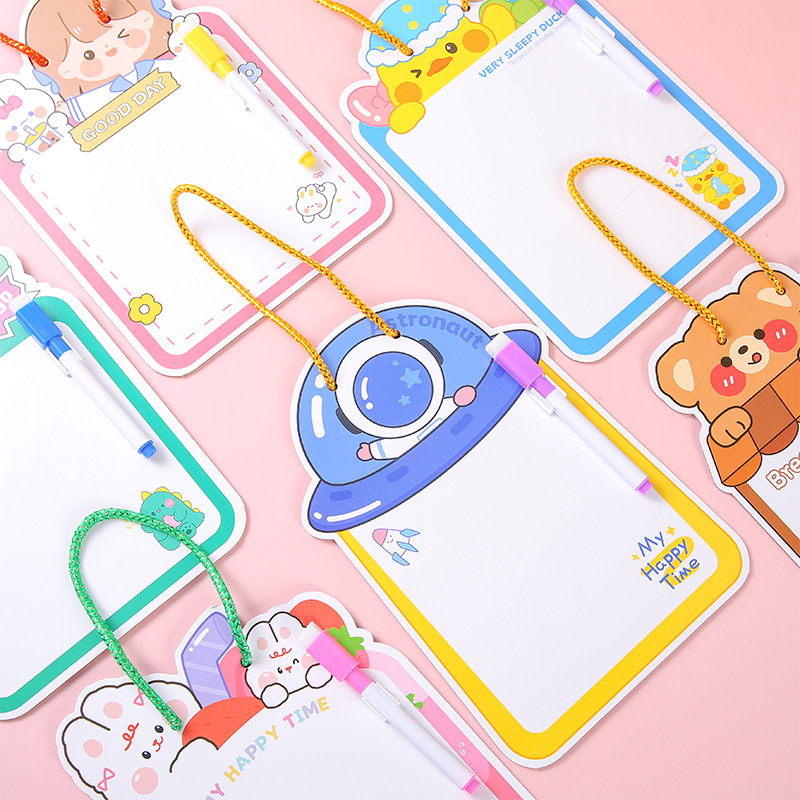 Cartoon double-sided erasable drawing board, kindergarten children's drawing and graffiti small whiteboard, kindergarten early education message writing board details Picture