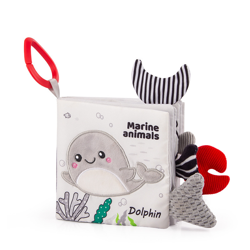 Early education cognitive black and white tail cloth books that babies can't tear apart scene visual training baby early education intelligence cloth books Item Picture