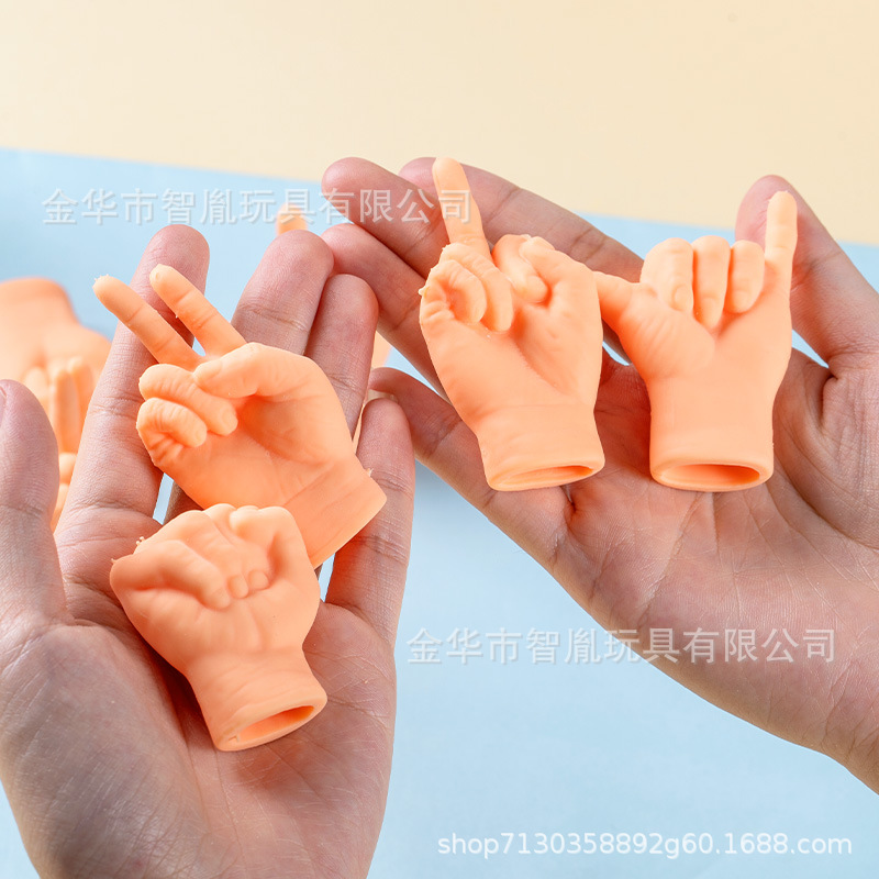 Wholesale of Douyin's same style mini soft rubber finger cots for petting and playing with cats, children's funny massage gesture toys details Picture