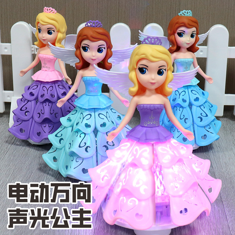 Luminous toys, electric lanterns, music, universal rotation, princesses, children, girls, Lantern Festival lanterns, hand-held lanterns, set up stalls full figure