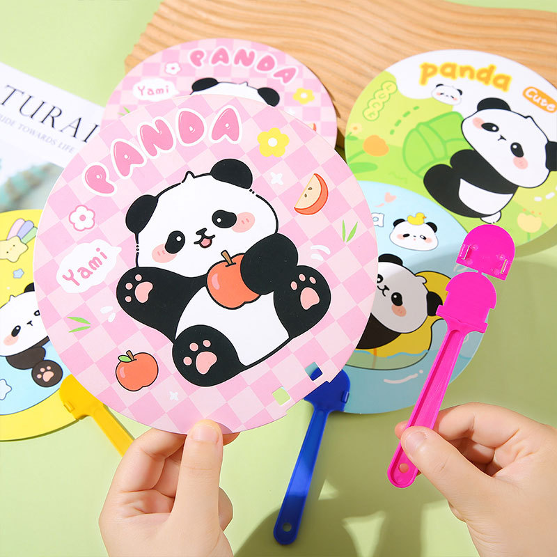 Cartoon panda handle handheld fan on Instagram, cute summer cool small round fan, portable and easy to carry around Specification drawing