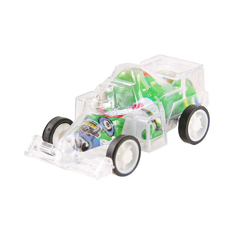 Children's cartoon mini transparent double-layer rebound equation car, kindergarten small gifts, candy toys, kindergarten gifts Item Picture
