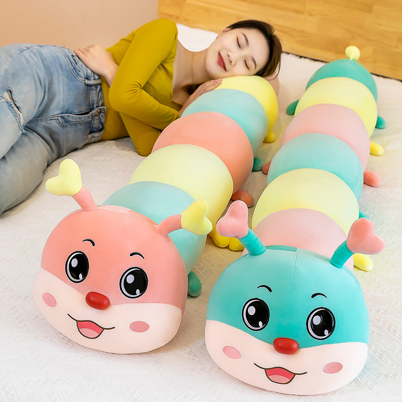New plush toy, children's doll, creative gift, birthday present, heart-shaped caterpillar plush pillow, long strip throw pillow full figure