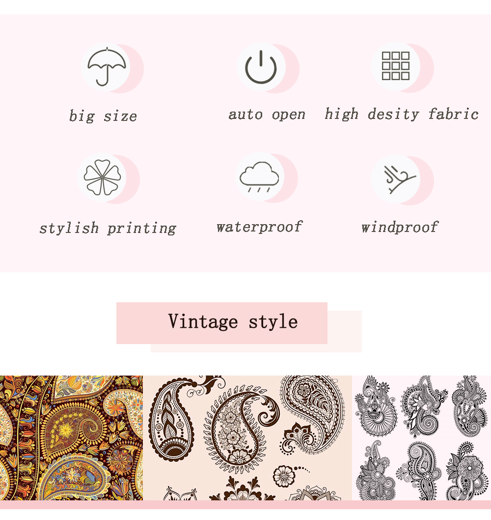 星宝伞1401长伞花朵16骨雨伞腰果花欧式弯钩手柄雨伞女士长柄伞批发大伞详情3