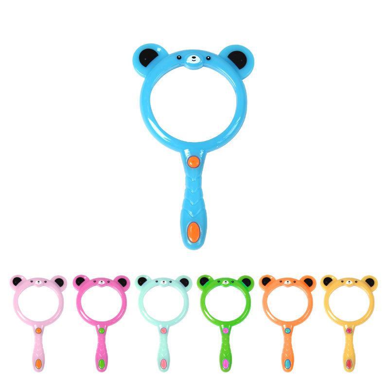 Cartoon bear, colorful children's magnifying glass, kindergarten students' scientific exploration small experiment, animal and plant observation toy Item Picture