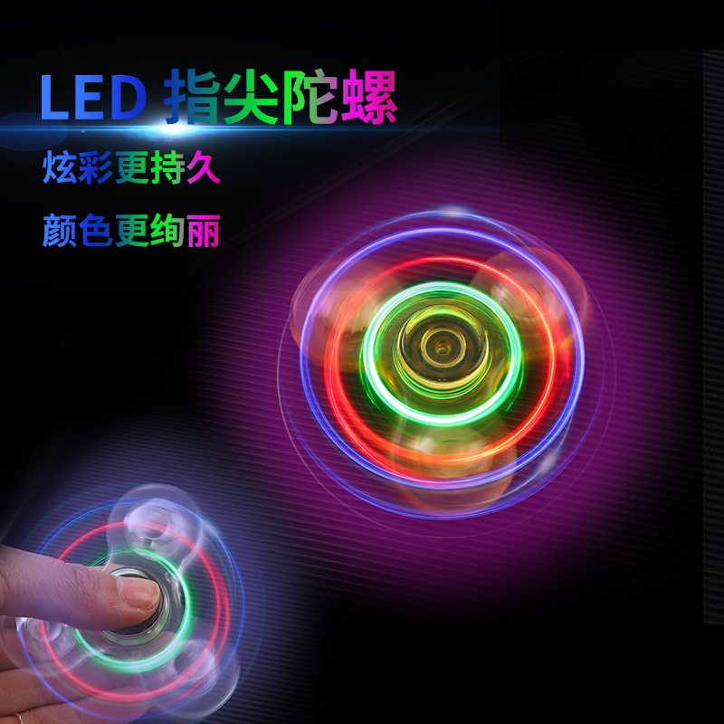 Cross-border exclusive transparent crystal led light, colorful and luminous fidget spinner, eco-friendly pc material fidget spinner toy Specification drawing