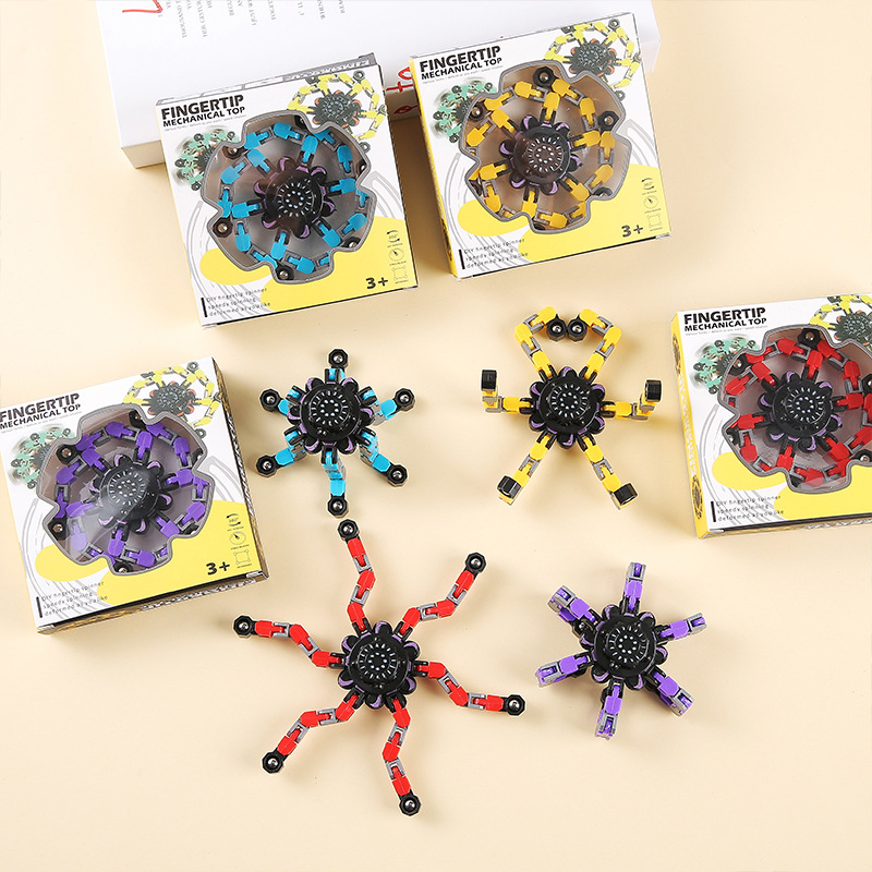 A novel and unique DIY creative stress-relieving toy, a finger gyroscope that transforms into a mecha chain Specification drawing