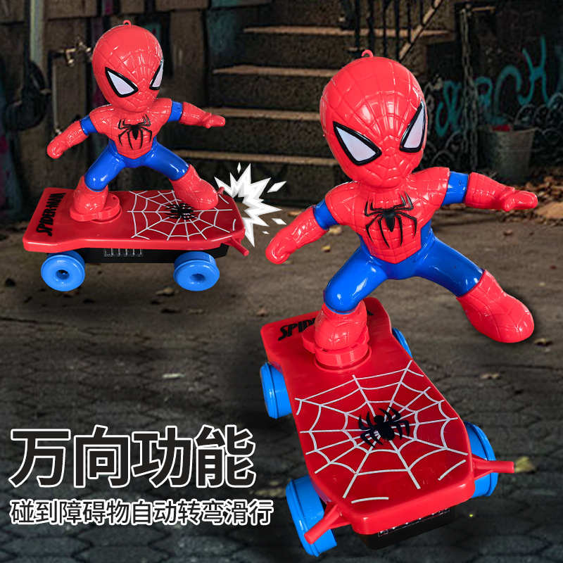 Spider-man skateboard electric toy, baby rolling scooter, children and boys wholesale Specification drawing