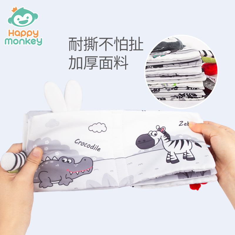 Early education cognitive black and white tail cloth books that babies can't tear apart scene visual training baby early education intelligence cloth books Application Scenario