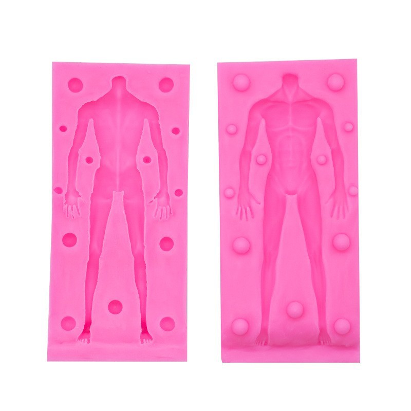 Clay fondant figure silicone body mold, clay tool figure human body pink soft silicone mold wholesale Item Picture