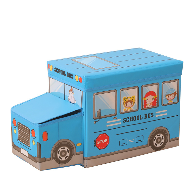 Folding and storage wonder: Clothes organizing box, storage box, cartoon home storage stool, children's toy storage box Item Picture