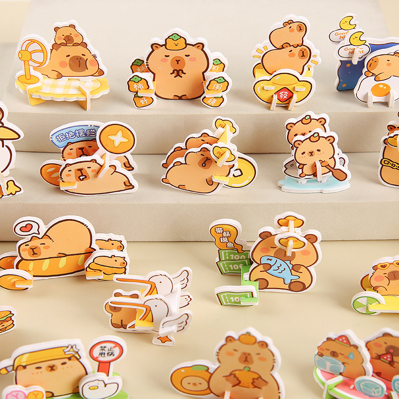 Children's paper-based three-dimensional small jigsaw puzzle, cute cartoon Kabi Bala-shaped three-dimensional small jigsaw puzzle toy accessories and gifts Application Scenario