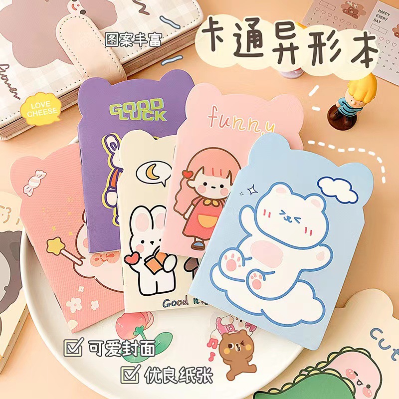 Cartoon irregular-shaped small notebook, portable student reward gift, exercise book, cute mini notebook for children Application Scenario