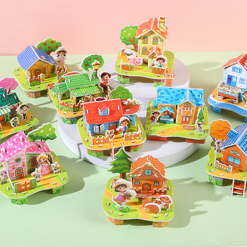 Creative 3D jigsaw puzzles, student cartoon DIY handicrafts, early education and educational toys for children aged 3-6, wholesale gifts Specification drawing