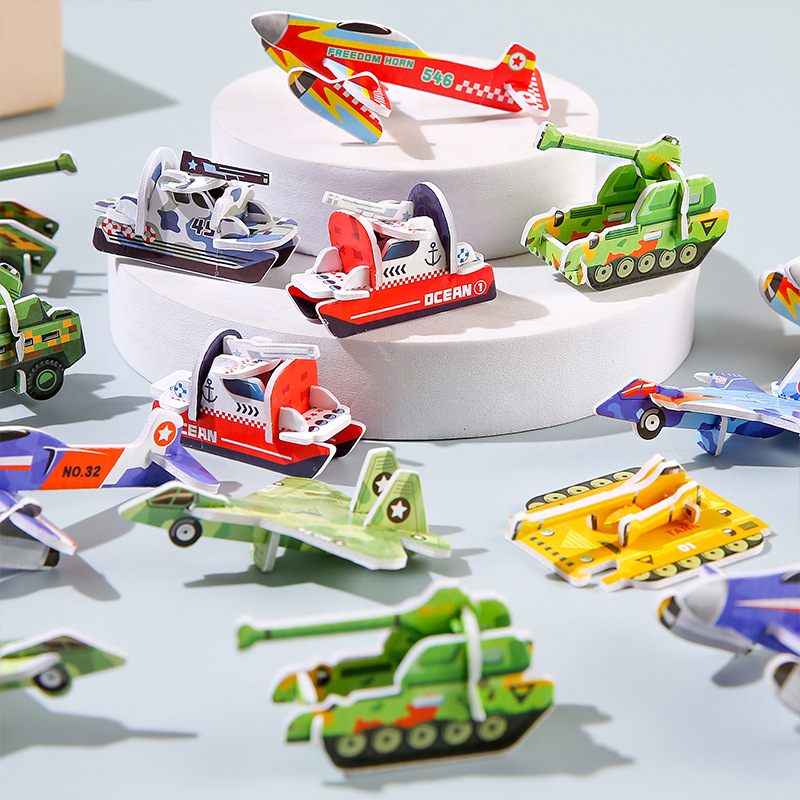 Children's paper 3D stereoscopic dinosaur jigsaw puzzle, tank, aircraft, combat vehicle, military model stereoscopic small jigsaw puzzle toy gift Application Scenario