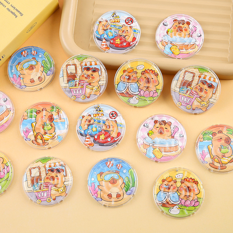 Capybara walking ball maze training puzzle toy, handheld balanced ball track maze, kindergarten toy reward benefit Specification drawing
