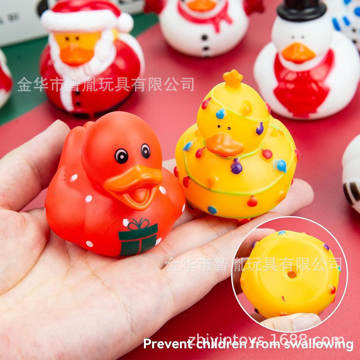 Cross-border best-selling Christmas duck, children's water play duck, Santa Claus party decoration, vinyl duck blind box, decorative toy details Picture