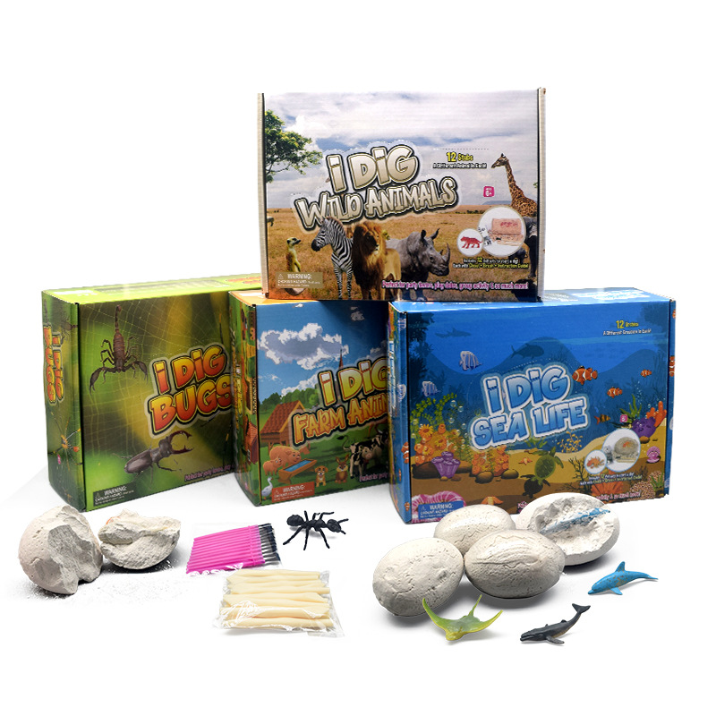 Children's DIY animal simulation models for digging treasures, the same popular children's archaeological excavation toys details Picture