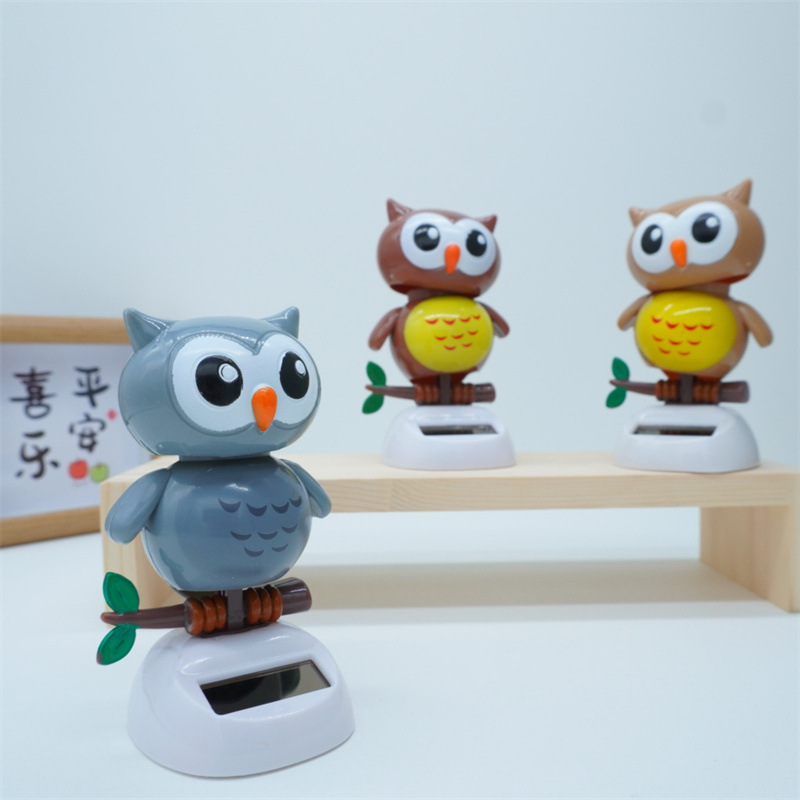 太阳能创意摇摆猫头鹰摇头公仔汽车摆件卡通摆件礼物儿童玩具车载