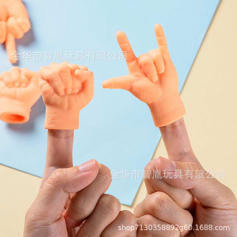Wholesale of Douyin's same style mini soft rubber finger cots for petting and playing with cats, children's funny massage gesture toys Specification drawing