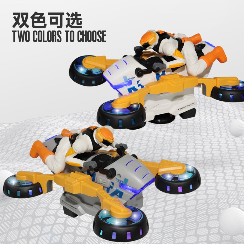 Douyin's same style children's future warrior motorcycle electric universal transformation toy car stunt rotating street stall wholesale details Picture