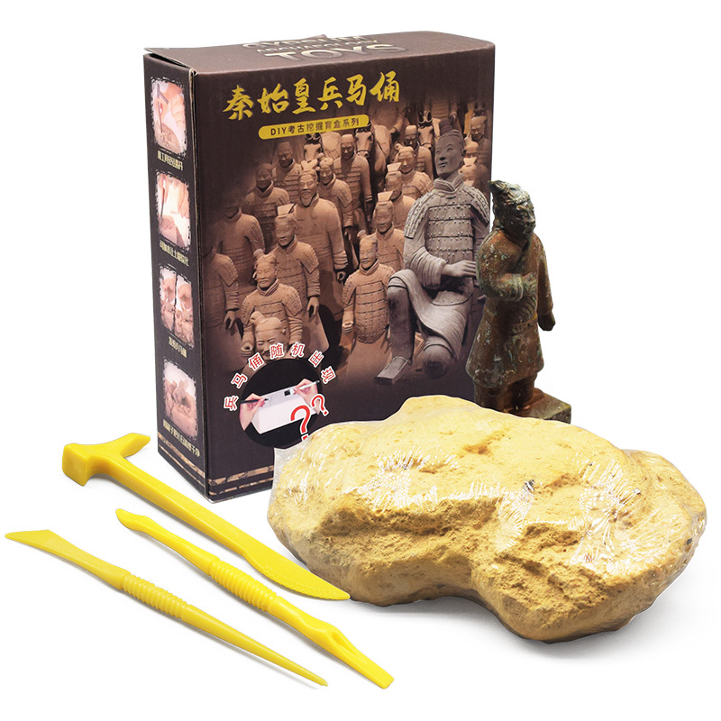DIY handmade fossil excavation, wholesale of educational toys for primary school students, blind boxes of archaeological Terracotta Army, and creative toy models Item Picture