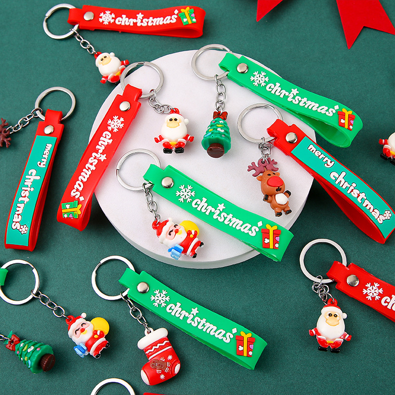 Christmas keychain pendants, creative Christmas key chains, Santa Claus Christmas tree small gifts, kindergarten prizes details Picture