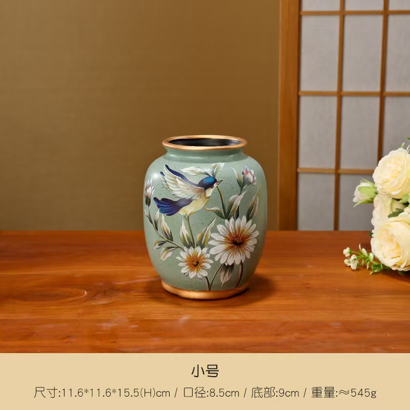 新中式创意陶瓷漆彩花瓶摆件美式客厅插花餐桌花艺桌面装饰品详情8