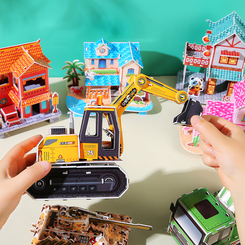 DIY children's new 3D stereoscopic jigsaw puzzle model school gift paper color handmade jigsaw puzzle toy quality guaranteed Specification drawing