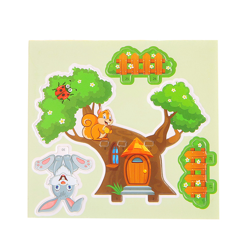 Cartoon 3D stereoscopic house jigsaw puzzle for children, DIY educational toys for early childhood education, small four-piece mini house assembly toys Item Picture
