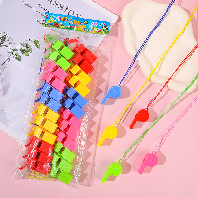 Colorful plastic whistles, small whistles, sports referee ok whistles, cheering supplies, fans' game cheering whistles Application Scenario