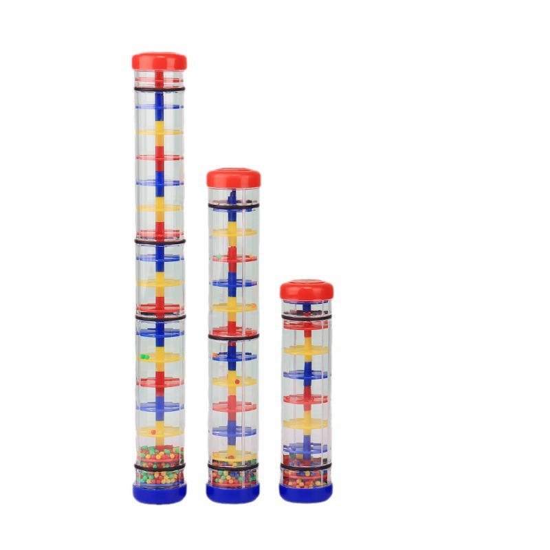 Rain sound tube, rainbow hourglass, Orff sandbox, auditory early education plastic teaching aid, hand-cranked children's rain sound tube toy Item Picture
