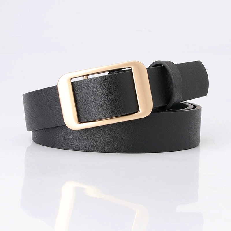 The female ins trend of belts: Korean students' double-bar alloy buckle decoration paired with jeans and a fashionable and simple belt Specification drawing