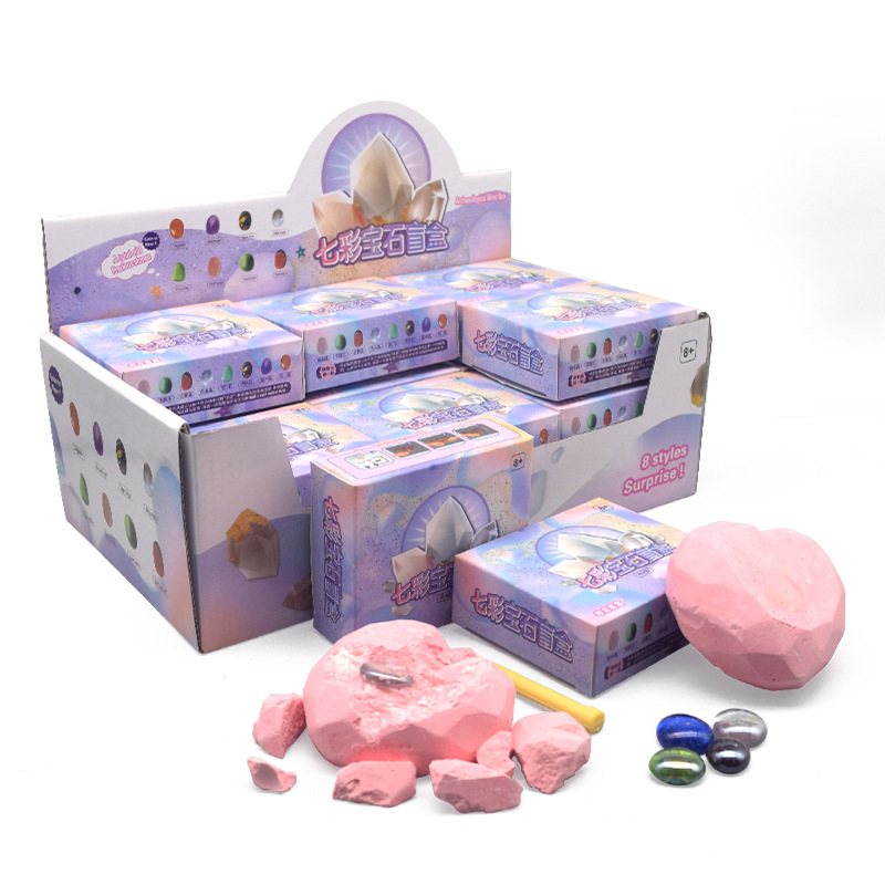 New archaeological excavation small toy, heart-shaped gypsum children's DIY treasure-digging toy, exploration and gem-digging love blind box Specification drawing