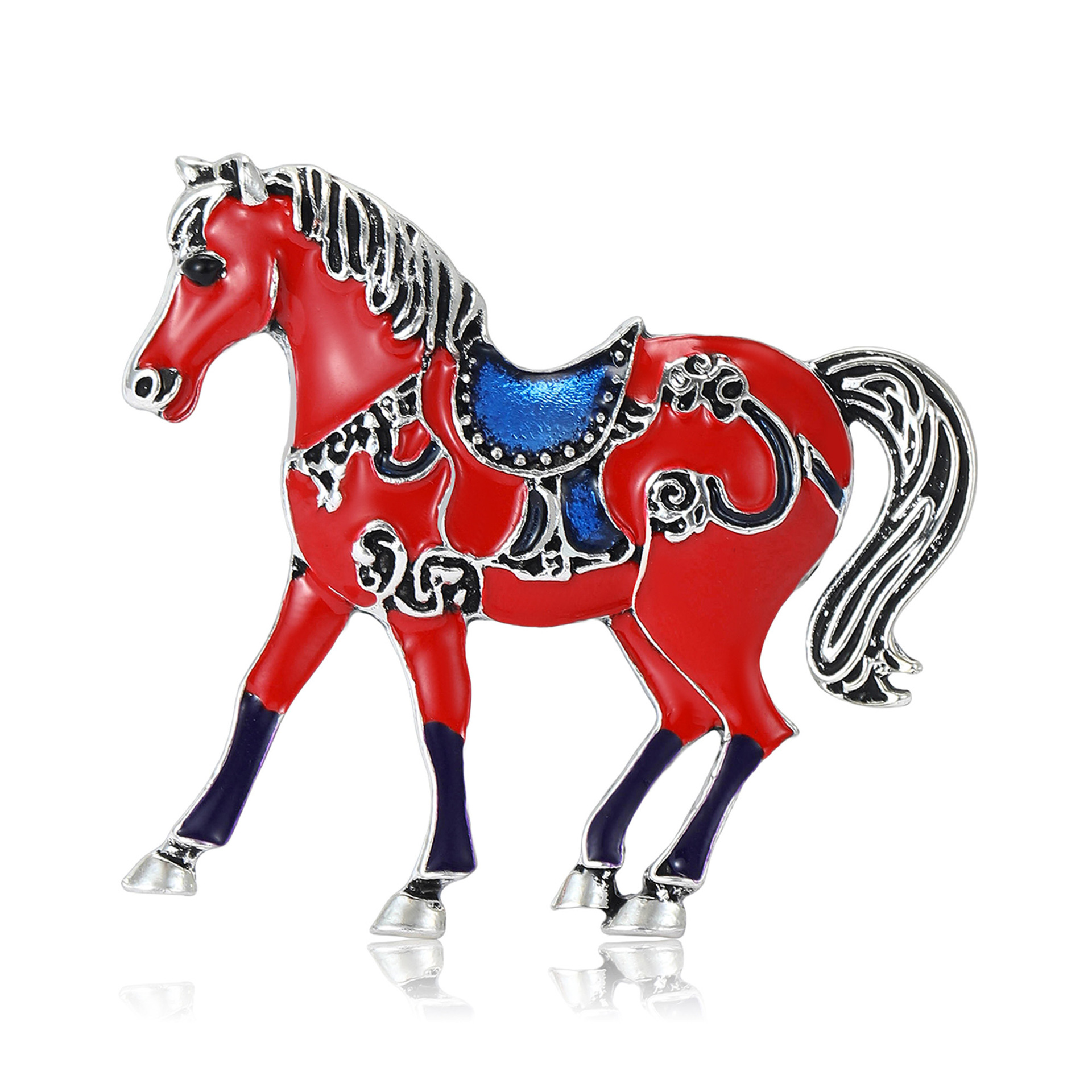 Cross-border retro court-style enamel light luxury horse brooches, men's and women's suits, overcoats, corsage accessories, brooches, versatile wholesale Item Picture