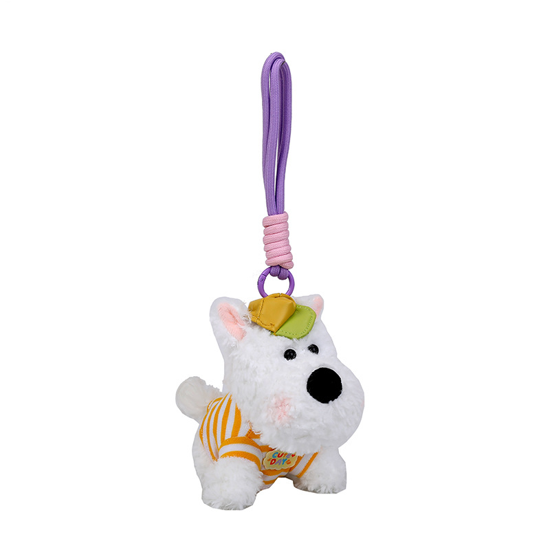 Cute and adorable West Highland dog pendant, plush toy doll, cartoon book bag, hanging decoration, keychain doll Item Picture