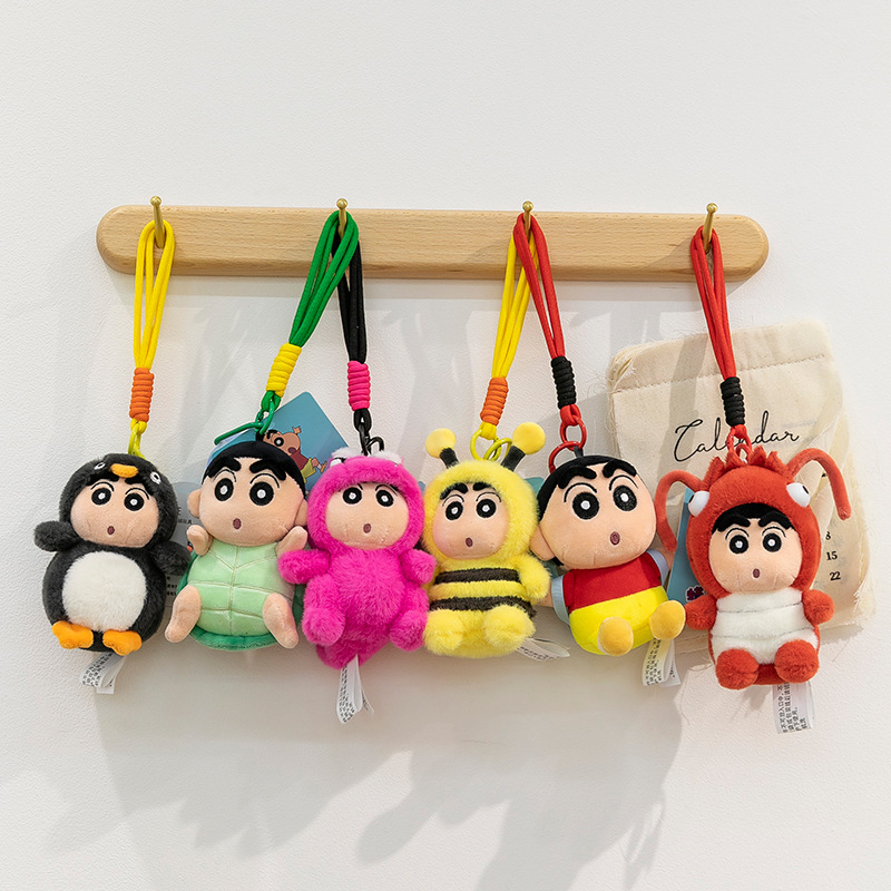 Authentic Penguin Crayon Shin-chan pendant plush toy, cute turtle doll keychain, girls' Children's Day gift full figure