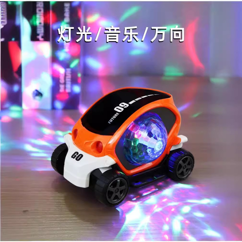 Douyin's popular children's swivel wheel 3D light music rotating car boy cool space car electric toy details Picture