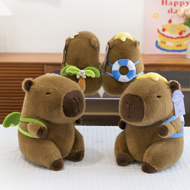 New cross-border seaside summer coconut tree backpack, Kapipala plush toy, swimming ring, capybara doll as a gift for girls full figure
