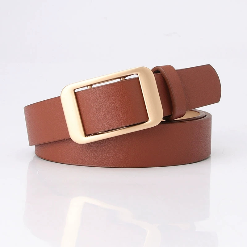 The female ins trend of belts: Korean students' double-bar alloy buckle decoration paired with jeans and a fashionable and simple belt Item Picture