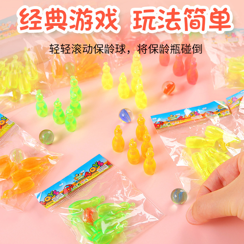 Mini small bowling set, desktop casual and educational indoor game bowling toy, parent-child interactive toy full figure