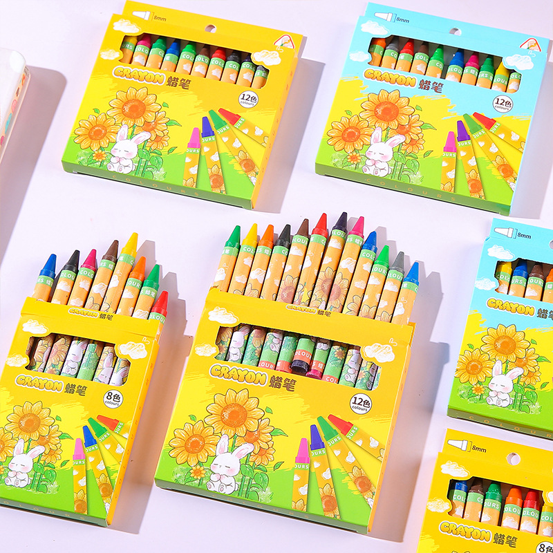 Children's oil pastel set: 12-color and 8-color drawing pens, colored pens, washable crayons for kindergarten and primary school students, and gift pens Specification drawing
