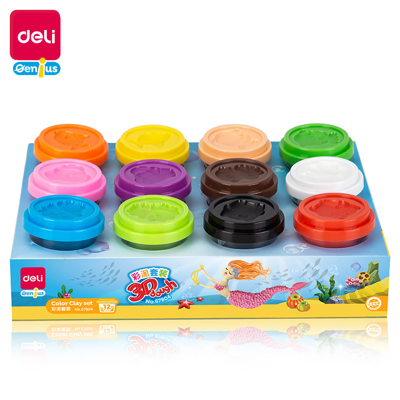 Deli 67803 12-color plasticine for children, food-grade, odorless, specially designed for kindergartens, 12-color handcrafted, educational Item Picture