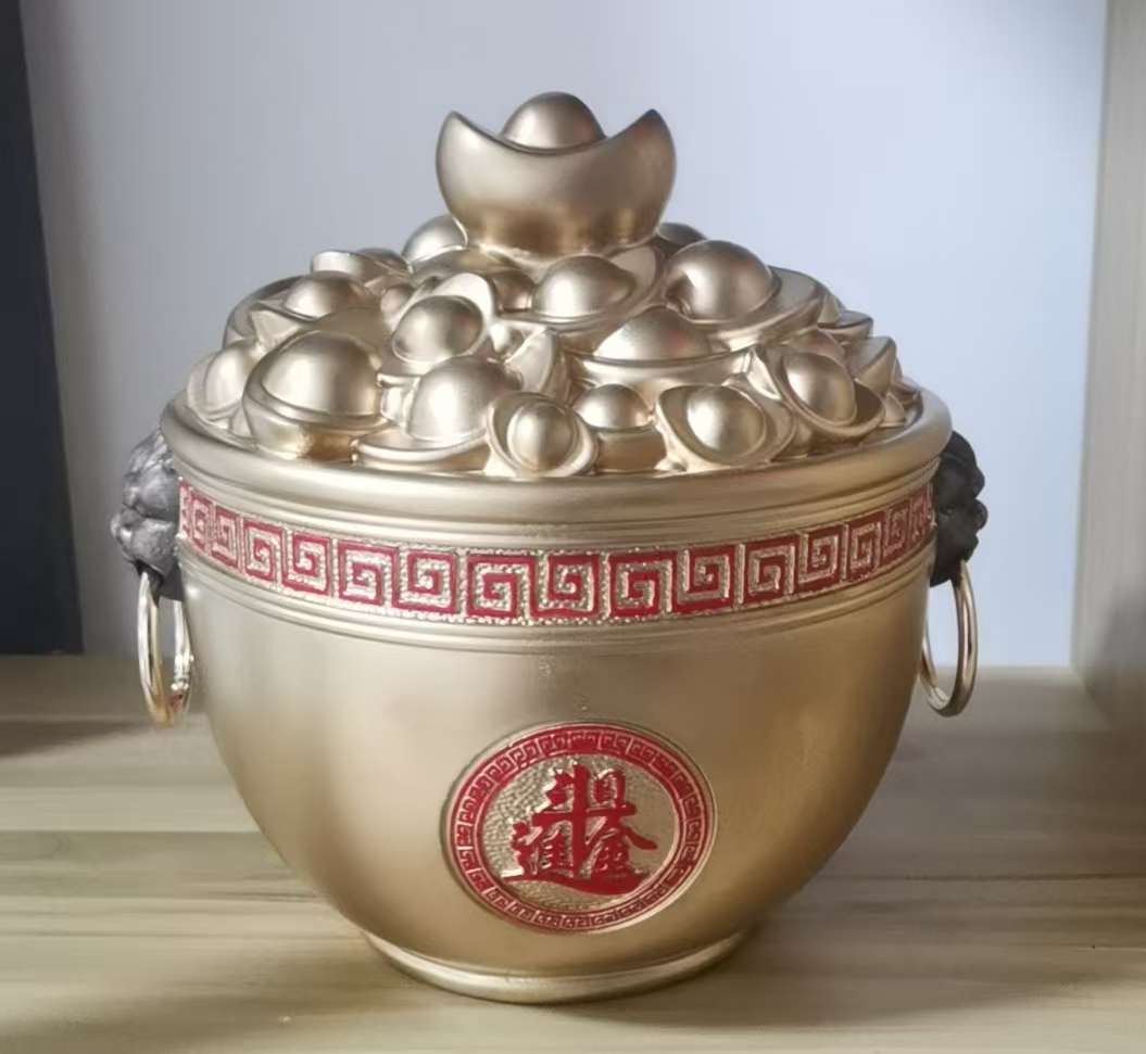 树脂聚宝盆。工艺品 摆件 金元宝