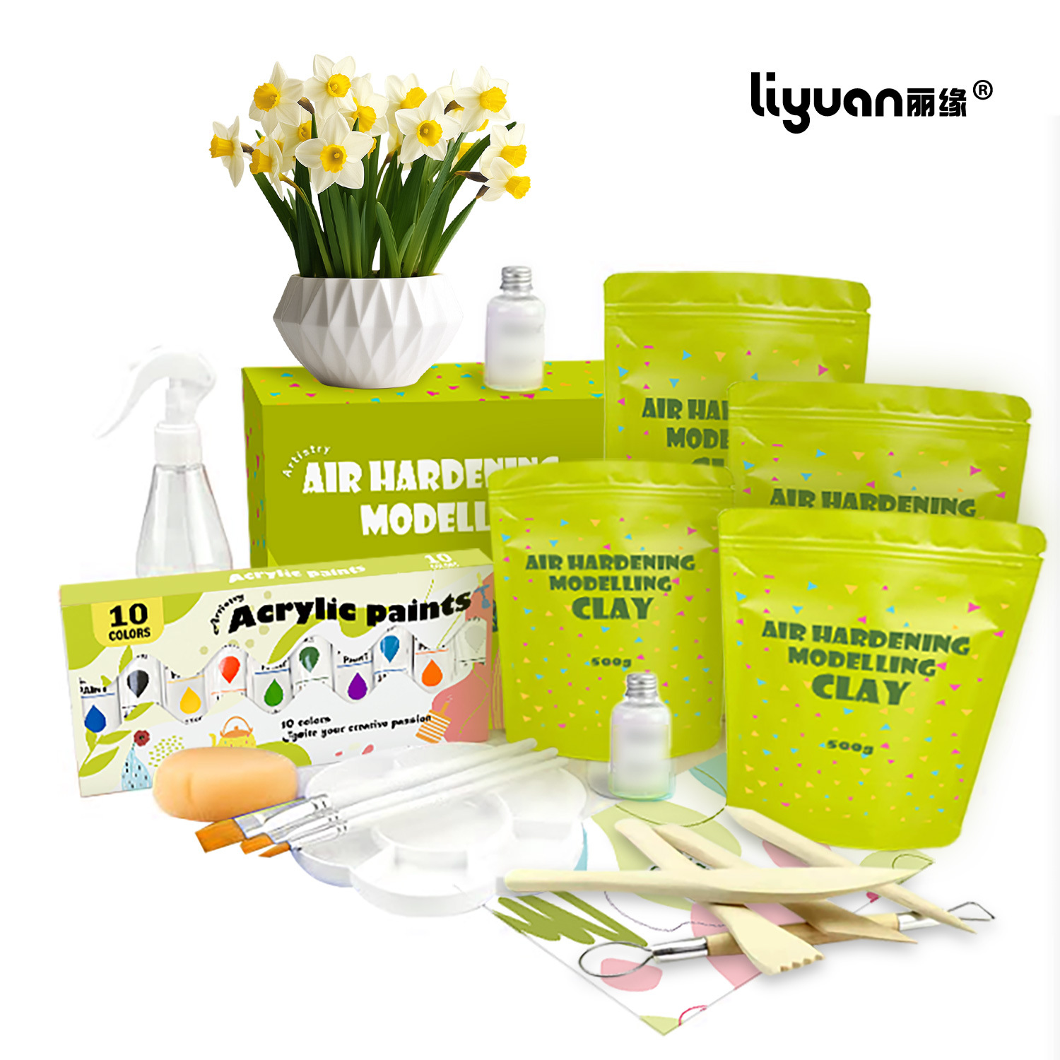 Cross-border stone plastic clay no-baking air-drying pottery clay pottery tool set, children's diy handicraft material package can be customized Application Scenario