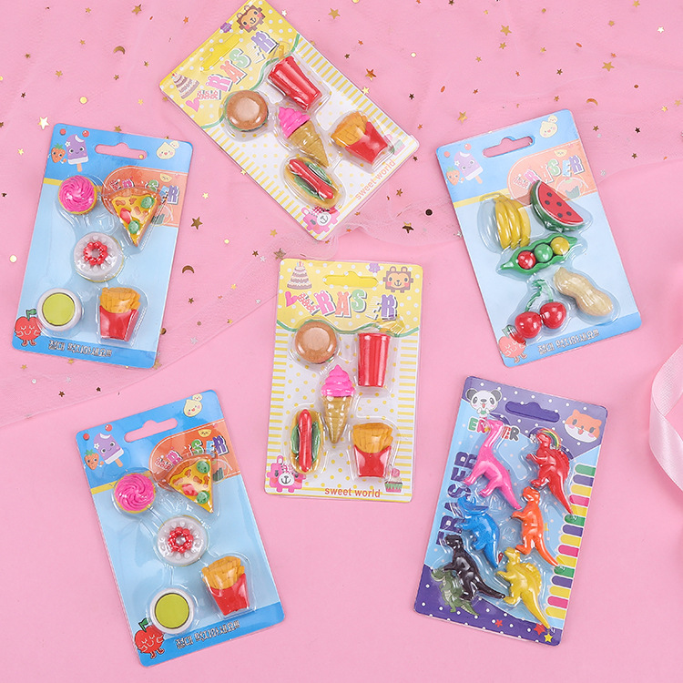 Children's eraser stationery set, eraser cartoon creative stationery, animal eraser, primary school supplies, school Specification drawing
