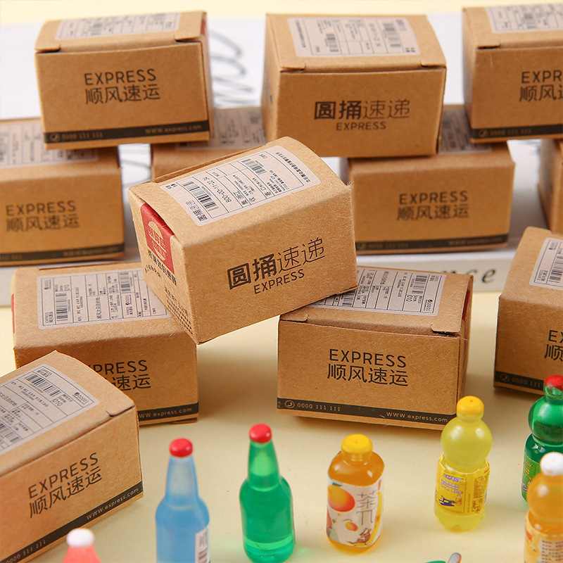 New mini express box, parcel toy blind box, miniature toy supermarket simulation display item, food and play blind box Specification drawing