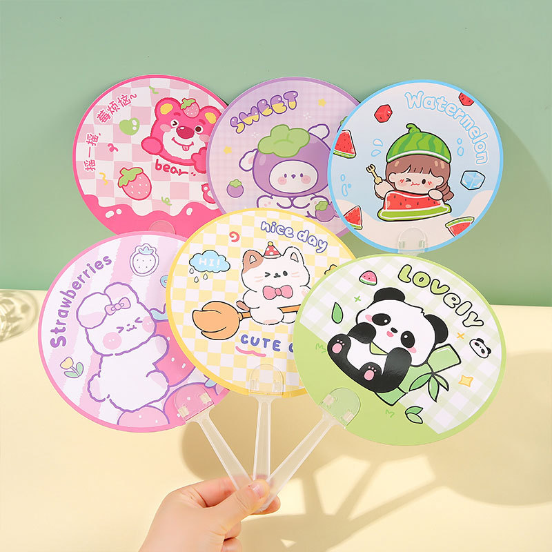 Summer bestsellers: Cute folding hand-held round fans, cool cartoon hand-cranked fans for students, kindergarten prizes full figure